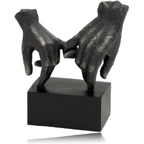 Bellaa 24351 Hand Statues Gesture Sign Modern Contemporary Affection Bond Marriage Lover Pinky Swear Promise Gift Best Friend Forever Clasped Creative Desk Top Art Figure Sculpture