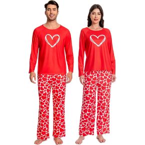 Couple Matching Pajamas Set Women & Men Long Sleeve Sleepwear with Pocket