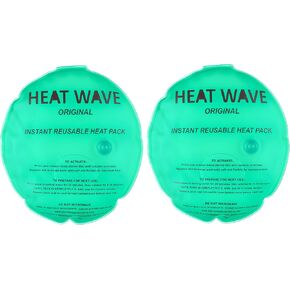 Made in USA: HEAT WAVE Instant Reusable Heat Packs - Large Round (6" Diameter), Reusable Heat Pack for Muscle Aches, Pain Relief, Click Heat (Large Round 2 Pack)