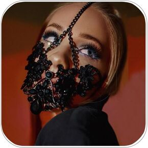 STONEFANS Black Rhinestone Masquerade Mask for Women Makeup Dance Party Chainmail Headpiece Costume Crystal Face Jewelry