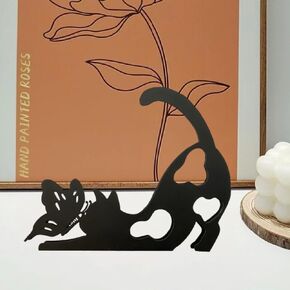 Metal Cat Minimalist Art Wall Sculpture, Abstract Simple Metal Wire Art Sculpture Geometric Cat Statues Drawing Art Statue Ornament Wall Art Decoration for Home Office