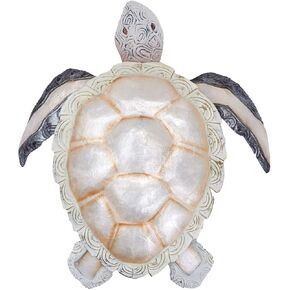 Beachcombers Mixed Metal & Capiz Turtle Wall Decor Decoration 10" x 3" x 11.5 White