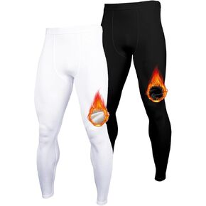 Mens Thermal Compression Pants Fleece Lined Base Layer Winter Football Tights for Cold Weather Running Underpants