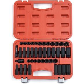 Jetech 3/4 Inch Drive 7PCS Impact Deep Socket Set, Heat-Treated Cr-Mo Alloy Steel, Metric (27mm, 29mm, 30mm, 32mm, 35mm, 36mm, and 38mm)