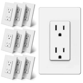 BESTTEN 10 Pack 20 Amp Receptacle Outlet with Tamper Resistant, Screwless Wallplate Included, UL Listed, White