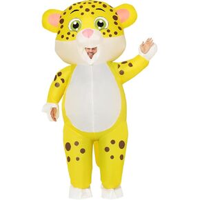 COMIN Inflatable Leopard Costume for Adults Blow Up Costume Leopard Inflatable Costume Yellow Full Body for Halloween Party 72“