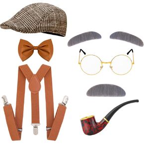 100 Days of School Costume for Boys – Kids Old Man Grandpa Vest Set with Hat and Glasses for Holloween