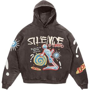 SOLY HUX Hoodies for Men Letter Graphic Drawstring Long Sleeve Pullover Sweatshirt Streetwear Fall Tops