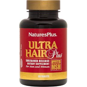 Natures Plus Ultra Hair, Sustained Release - 60 Vegetarian Tablets - Natural Hair Growth Supplement for Men & Women - Longer, Thicker Hair - Gluten-Free - 30 Servings