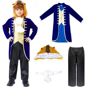Prince Charming Costume for Boys Halloween Royal Prince Outfit Cosplay Tuxedo Tailcoat Jacket Pants Coat Suits