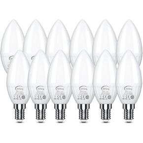 E12 LED لمبة تغيير لون الشمعدانات مع جهاز التحكم عن بعد، ما يعادل 50W المتوهجة، 560 لومن، أبيض بارد 5000K + 12 لونًا، قاعدة صغيرة 5W E12، لمبة إضاءة ثريا مزخرفة، 12 حزمة