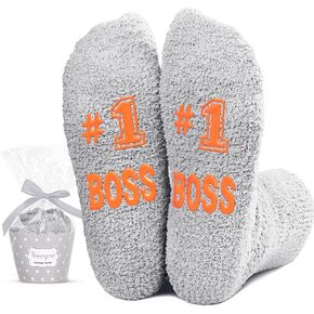 HAPPYPOP Boss Gifts Ideas Socks for Men - Best Gifts for Bosses Women Men, Boss Gifts Male Femal Fuzzy Boss Women