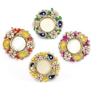 India Gift Hub Multi Color Tea Light Holders, Diwali Decor, Handmade Diyas, Home Decor, Candle Holders, Tealight Holder, Table Top. (20)