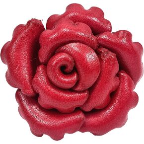 AeraVida Red Petals Genuine Leather Blooming Rose Free Size Ring | Floral Statement Adjustable Ring for Women | Statement Handmade Ring