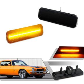GTINTHEBOX for 1970 1971 1972 1973 1974 1975 1976 1977 Chevrolet Camaro Front Rear Bumper Side Marker Light Fender Lamp Smoked Housing kit Assembly,4pcs