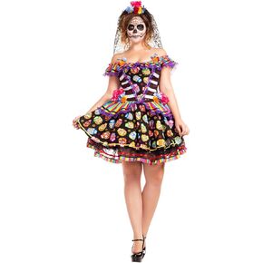 Party King Women's Sugar Skull Senorita Plus Size Costume