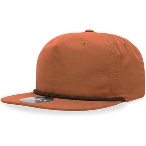 DECKY Standard 5 Panel High Profile Relaxed Cotton Blend Rope Hat, Burnt Orange/Black