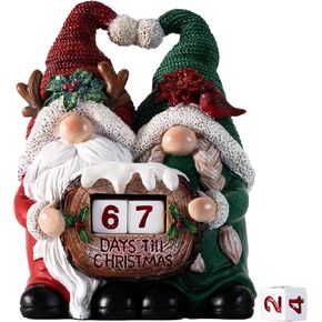 BUTILIVEEN Christmas Countdown Gnomes Figurines, Count Down to Christmas Decorations, Resin Christmas Holiday Home Decor for Shelf, Mantel, Tabletop, Centerpieces