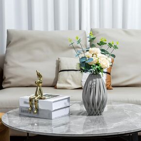 Vase, Modern Vase for Minimalist Decor,Pampas Grass Vase,Creative Vase,Unique Flower Vase,for Wedding,Dinning, Bookshelf,Home Decoration and Gift.（Gray）