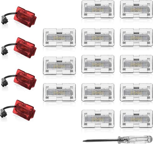 Oznium Full 17 Pieces Upgrade LED Kit for Tesla Model S (except Plaid) with Ultra-Bright Replacement Light Bulbs - LEDs fit Trunk, Frunk, Door Puddle, Foot-Well, etc in Kuwait