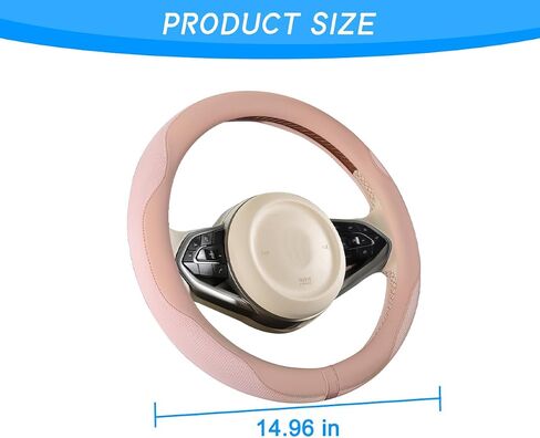 BESULEN Car Steering Wheel Cover, Soft Leather Vehicle Steer Wheel Protector, Anti-Slip Breathable Ice Silk Auto Interior Decor Protective Accessories, Universal for SUV, Truck, RV（Pink） in Saudi Arabia