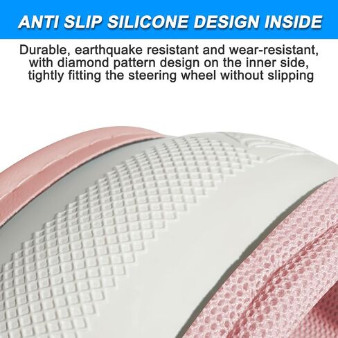 BESULEN Car Steering Wheel Cover, Soft Leather Vehicle Steer Wheel Protector, Anti-Slip Breathable Ice Silk Auto Interior Decor Protective Accessories, Universal for SUV, Truck, RV（Pink） in Saudi Arabia