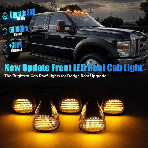 5PCS Amber Smoke LED Cab Roof Light Compatible with F250 350 450 550 Super Duty1999-2016 F650 2016-2023 F650/750Chassis2004-2017 E150/250/350/450 2005-2023 LCF C450 C550 2006-2009 Cab Roof Lamp in Kuwait