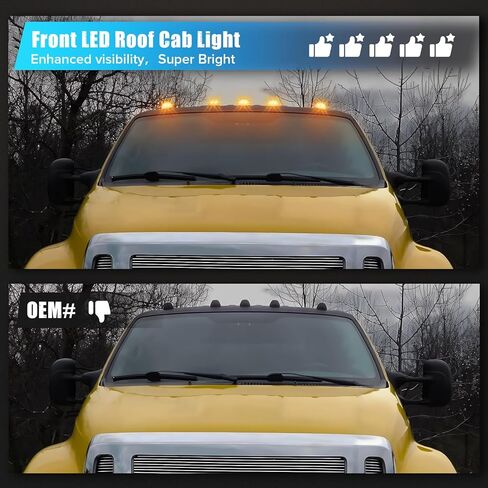 5PCS Amber Smoke LED Cab Roof Light Compatible with F250 350 450 550 Super Duty1999-2016 F650 2016-2023 F650/750Chassis2004-2017 E150/250/350/450 2005-2023 LCF C450 C550 2006-2009 Cab Roof Lamp in Kuwait
