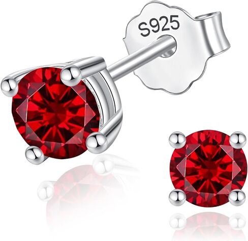 Women Silver Stud Earrings for Women Solid 14K White Gold Plated Sterling Silver Earrings For Women Birthstone Earrings CZ Earrings Anniversary Birthday Gifts for Women Wife Her Girlfriend Christmas in Saudi Arabia