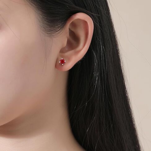 Women Silver Stud Earrings for Women Solid 14K White Gold Plated Sterling Silver Earrings For Women Birthstone Earrings CZ Earrings Anniversary Birthday Gifts for Women Wife Her Girlfriend Christmas in Saudi Arabia