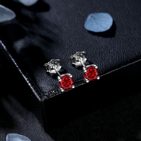 Women Silver Stud Earrings for Women Solid 14K White Gold Plated Sterling Silver Earrings For Women Birthstone Earrings CZ Earrings Anniversary Birthday Gifts for Women Wife Her Girlfriend Christmas in Saudi Arabia