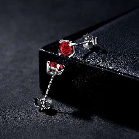 Women Silver Stud Earrings for Women Solid 14K White Gold Plated Sterling Silver Earrings For Women Birthstone Earrings CZ Earrings Anniversary Birthday Gifts for Women Wife Her Girlfriend Christmas in Saudi Arabia