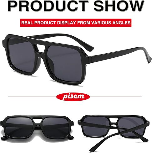 Retro Square Aviator Sunglasses for Women Men 70s Tinted Square Aviator Sun Glasses Trendy Classic Shades in Saudi Arabia