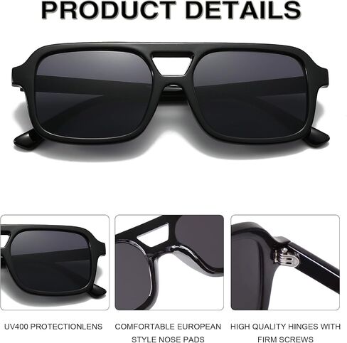 Retro Square Aviator Sunglasses for Women Men 70s Tinted Square Aviator Sun Glasses Trendy Classic Shades in Saudi Arabia