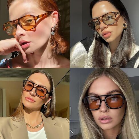 Retro Square Aviator Sunglasses for Women Men 70s Tinted Square Aviator Sun Glasses Trendy Classic Shades in Saudi Arabia