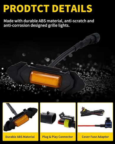 Amber LED Lights 4PCS Front Grille Raptor Lamps Car Accessories with Harness and Fuse, Compatible with 2019 2020 2021 2022 Toyotaa RAV4 Hybrid LE, XLE, XLE Premium, SE, XSE, Limited in Saudi Arabia