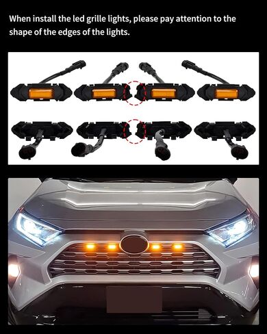 Amber LED Lights 4PCS Front Grille Raptor Lamps Car Accessories with Harness and Fuse, Compatible with 2019 2020 2021 2022 Toyotaa RAV4 Hybrid LE, XLE, XLE Premium, SE, XSE, Limited in Saudi Arabia