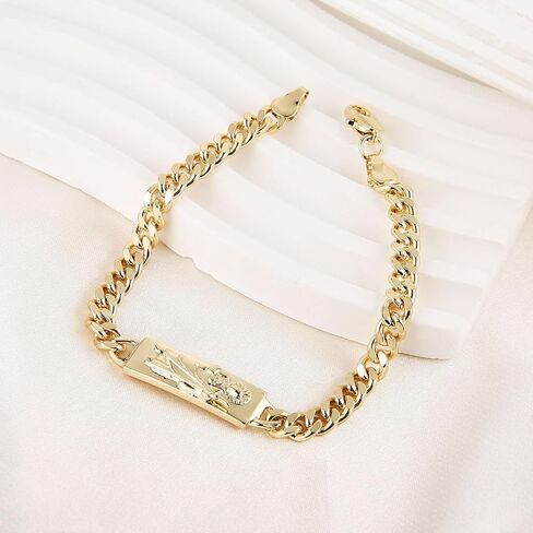 HZMAN Saint Jude Bracelet for Women Dainty Retro Religious 14K Gold Plated Cubic Zirconia St Jude Thaddaeus Link Bracelet Jewelry Gift in Saudi Arabia