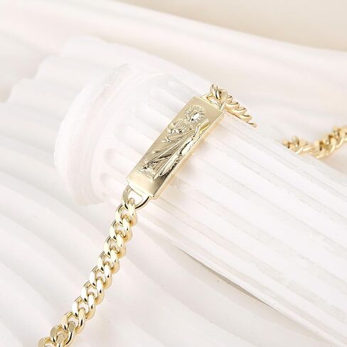 HZMAN Saint Jude Bracelet for Women Dainty Retro Religious 14K Gold Plated Cubic Zirconia St Jude Thaddaeus Link Bracelet Jewelry Gift in Saudi Arabia