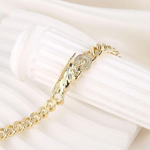 HZMAN Saint Jude Bracelet for Women Dainty Retro Religious 14K Gold Plated Cubic Zirconia St Jude Thaddaeus Link Bracelet Jewelry Gift in Saudi Arabia