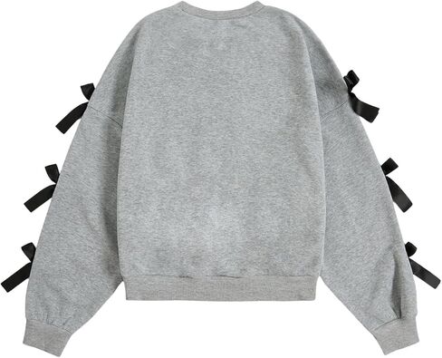 GORGLITTER Women's Bow Crewneck Sweatshirt Long Sleeve Drop Shoulder Coquette Pullover Sweatshirts Top in Saudi Arabia