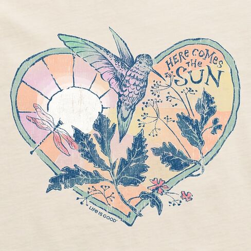 الحياة جيدة. تي شيرت بغطاء للرأس بأكمام طويلة على شكل قلب Dreamy Hummingbird للسيدات من Crusher-LITE (US، Alpha، X-Large، عادي، عادي، أبيض المعجون) in Kuwait