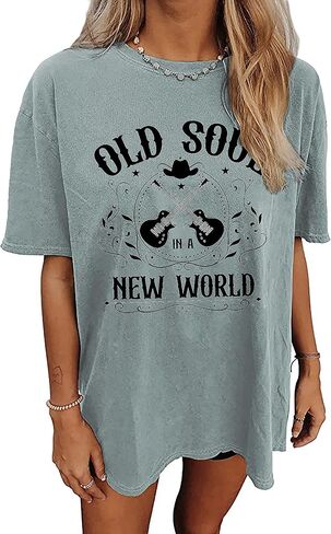 Nashville Music City T-Shirt Women Country Music Oversized Shirts Rock Band Tshirt Vintage Guitar Wings Graphic Tees in Kuwait