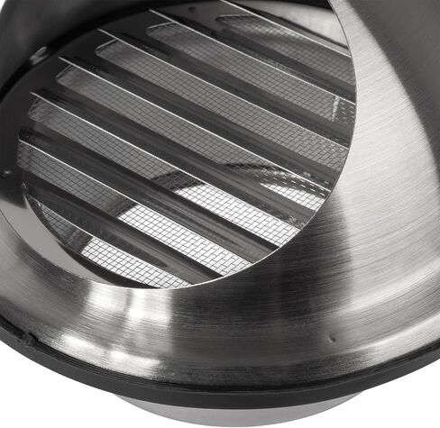 Vent Systems 4 Inch Stainless Steel Round Dryer Vent Cover - Louvered Wall-Mounted Air Intake/Exhaust Bull Nose Vent with Drip and Rubber Seal - Indoor & Outdoor Use HVAC for Bathroom, Home, Kitchen in Kuwait