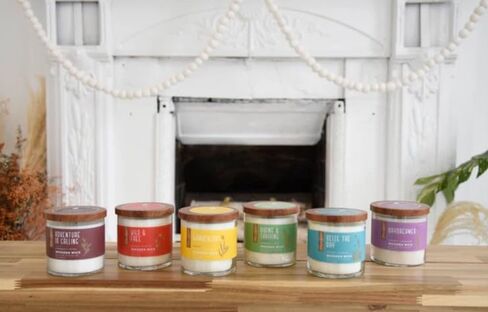 Essential Elements by Candle-lite Scented Jar Candles, Jasmine & Patchouli Fragrance, 16 oz Single Wooden Wick Aromatherapy Candle with 50 Hours of Burn Time, Holiday Gifting, and Celebration in Kuwait