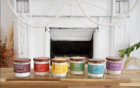 Essential Elements by Candle-lite Scented Jar Candles, Jasmine & Patchouli Fragrance, 16 oz Single Wooden Wick Aromatherapy Candle with 50 Hours of Burn Time, Holiday Gifting, and Celebration in Kuwait