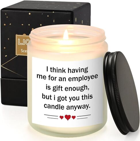 LiqCool Boss Gifts for Women, Funny Boss Christmas Gift, Cool Gifts for World Best Bosses Manager Boss Lady, Great Lavender Scented Candle Gifts for Christmas Birthday Boss Day(7 Oz, White) in Saudi Arabia