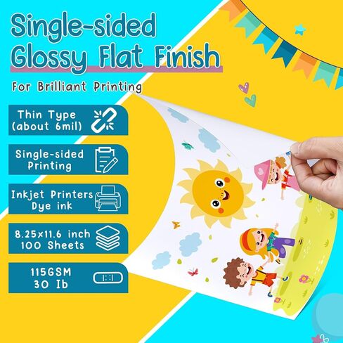 Paper Crimper, 9 Pinking Shears, Glossy Thin Inkjet Paper 100 Sheets, Glossy Photo Paper 8.5 x 11 Inches for Chip Bags Crafting for Inkjet Printer, Dye Ink 115gsm in Kuwait