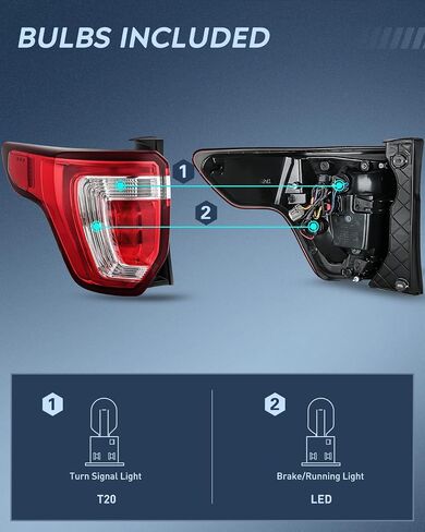 مجموعة الضوء الخلفي Nilight متوافقة مع 2011 2012 2013 2014 2015 Ford Explorer استبدال المصباح الخلفي طراز OE مع مصابيح LED وهالوجين جانب السائق in Kuwait