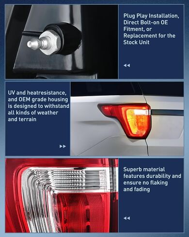 مجموعة الضوء الخلفي Nilight متوافقة مع 2011 2012 2013 2014 2015 Ford Explorer استبدال المصباح الخلفي طراز OE مع مصابيح LED وهالوجين جانب السائق in Kuwait
